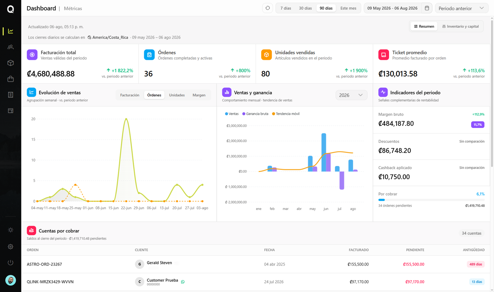 Qlink main dashboard